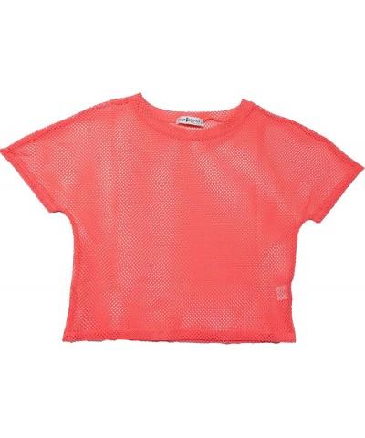 Sheer Mesh Fishnet Rave Festival Women's Crop Top Neon Pink $9.41 Bras