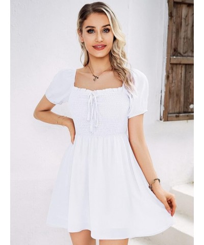 Summer Dress for Women 2023 A Line Flowy Swing Sundress Casual Mini Dresses White Floral $13.24 Dresses