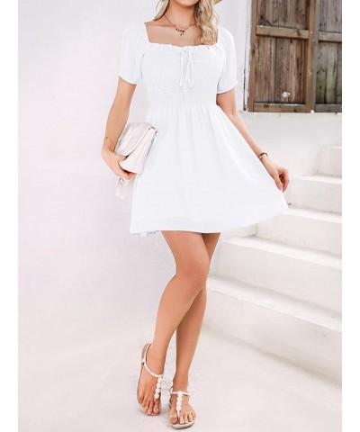 Summer Dress for Women 2023 A Line Flowy Swing Sundress Casual Mini Dresses White Floral $13.24 Dresses
