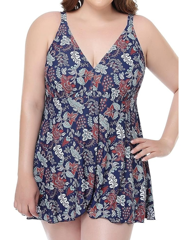 Women's Swimdress Plus Size Swimwear One Piece Swimsuit Floral Print Bathing Suit Butterfly $26.09 Swimsuits