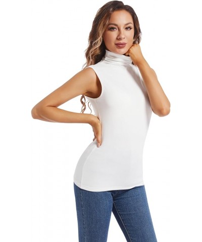 Thermal Tank Top for Women Cold Weather Sleeveless Thermal Underwear Fleece Lined Shirt Turtleneck Warm Camisoles White $10.5...