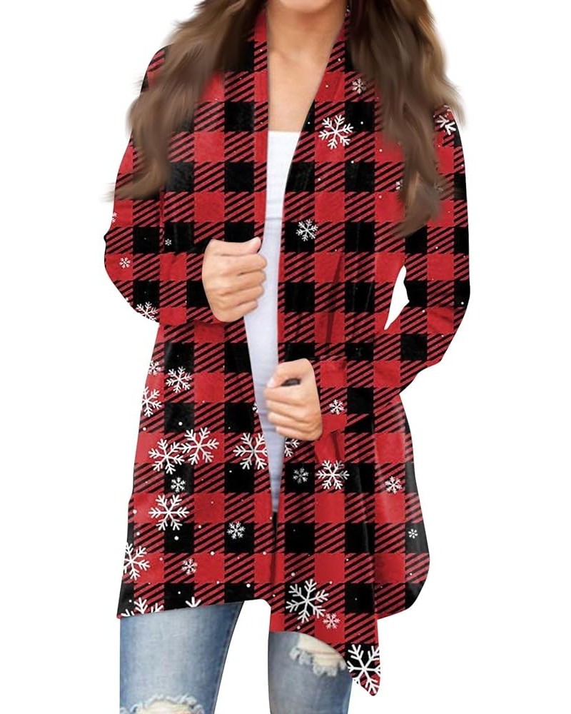 Christmas Cardigan for Women Ugly Long Sweater Cardigan Lightweight Snowflake Xmas Tree Open Front Holiday Cardigans Top D-ve...