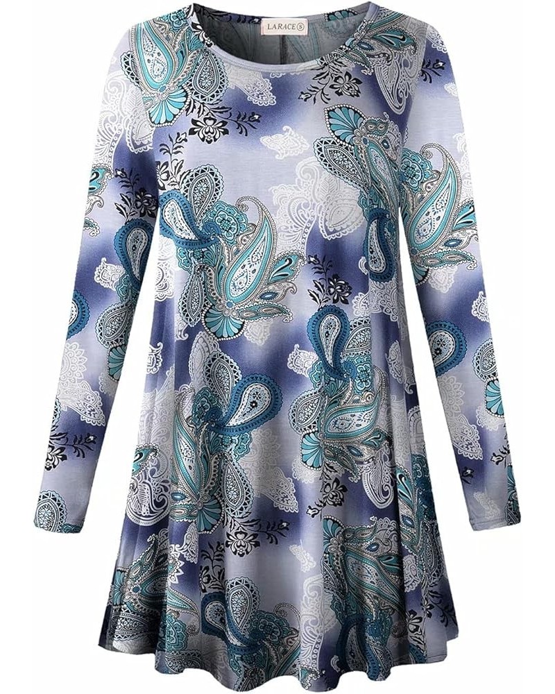 Plus Size Tunic Tops Long Sleeve Shirts for Women Swing Flowy Loose Fit Clothes for Leggings A-green03 $15.28 Tops
