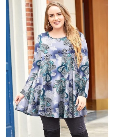 Plus Size Tunic Tops Long Sleeve Shirts for Women Swing Flowy Loose Fit Clothes for Leggings A-green03 $15.28 Tops