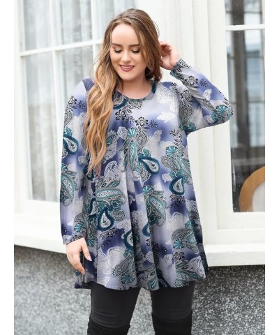 Plus Size Tunic Tops Long Sleeve Shirts for Women Swing Flowy Loose Fit Clothes for Leggings A-green03 $15.28 Tops