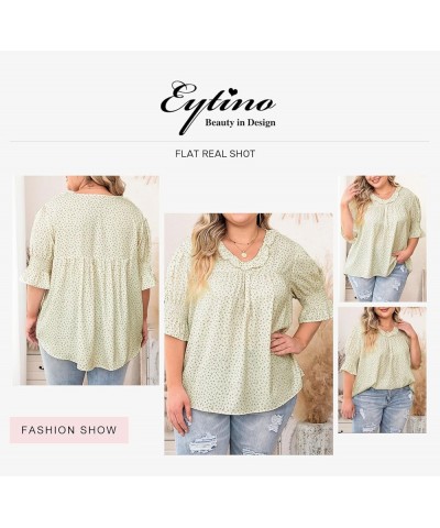 Womens Plus Size Floral Print Blouses V Neck Ruffle Flowy Short Sleeve Shirts Babydoll Casual Tunic Tops(1X-5X) B Apricot $17...