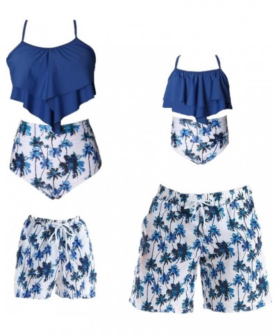Family Matching Swimwear, Women Bikini Set, Mother Daughter Swimsuits Father Son Trunks Bathing Suit Girls Blue $10.32 Swimsuits