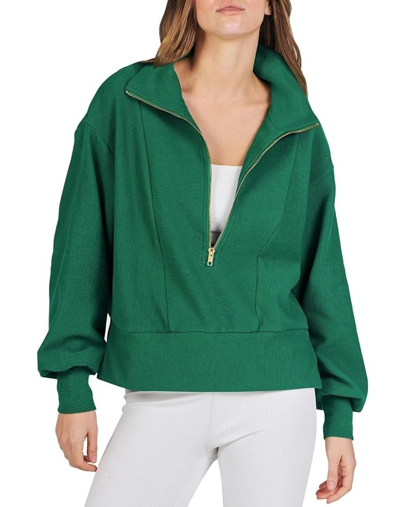 Women's Usa Sweatshirt 1/4 Zipper O-Neck Pullover Tops Star Print Long Sleeve Shirt Summer Fall Blouse X3green $9.43 Activewear