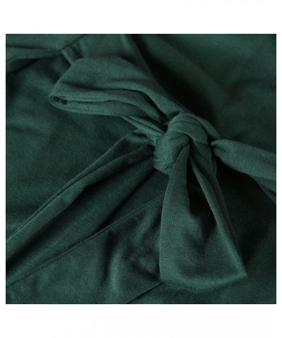 Women's Striped Elegant Short Sleeve Wear to Work Casual Pencil Dress with Belt A1 Dark Green $19.23 Dresses