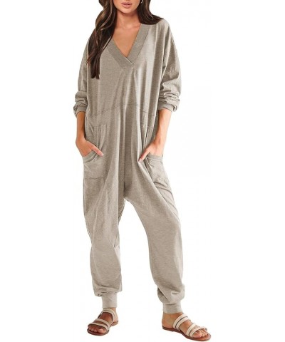 Women's Casual Loose Jumpsuits V Neck Rompers Baggy Overalls Long/Sleeveless Lounge Pajamas Onesie Jumpers Pockets 06 $19.51 ...