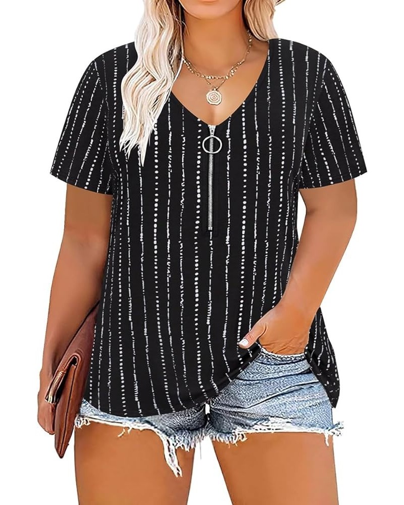 Plus Size Tops for Women Short Sleeve Sexy V Neck Shirts Plain Basic Solid Color Tunic Spring Summer XL-5XL 14W-28W 9_ D4_ Zi...