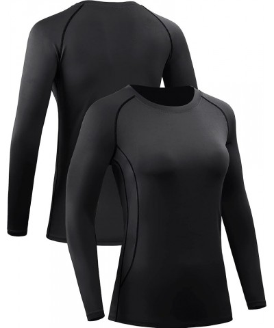 Women's 3 Pack Running Compression Long Sleeve T Shirt 3 Pack: 121, Black,purple,dark Green $18.04 Activewear