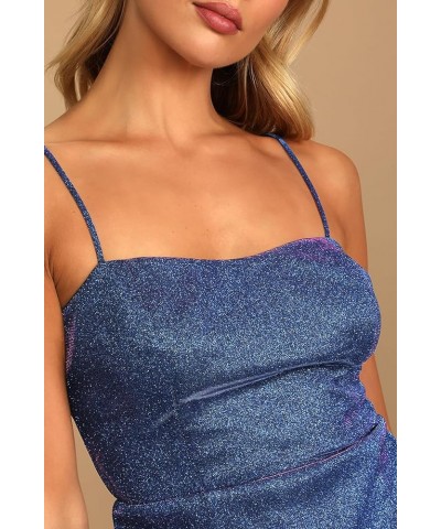Women's Spectacular Sensation Multi Glitter Bodycon Mini Cocktail Dress Blue $27.54 Dresses