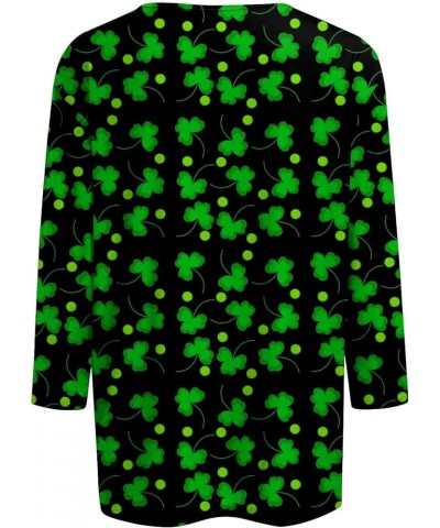 Womens St Patricks Day Shirt 3/4 Sleeve Summer Tops Casual Loose Blouses Trendy Graphic Tees Fashion Easter Outfit Patrick-gr...
