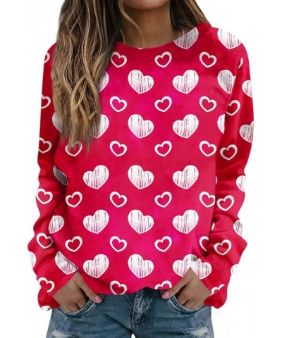 Long Sleeve Blouses For Women Winter Cute Tops Casual Shirts Valentines Day Love Print Sweatshirts Crewneck Outfits Ae1789-wi...