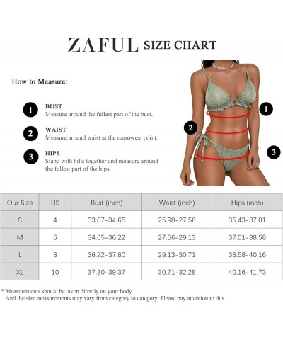 Women's Bikini Sets Two Piece Swimsuit Ruffles Metallic Shiny Halter String Tie Side Triangle Bathing Suit Light Green $23.19...