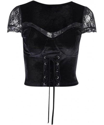 Black Gothic Summer Cropped T-Shirts Fashion Short Sleeve Halter T Shirts for Girls Women 06-goth Dark $12.71 T-Shirts