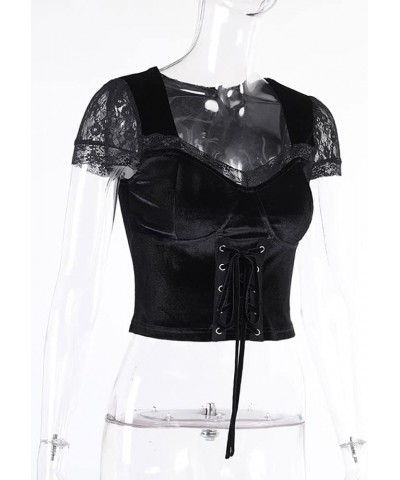 Black Gothic Summer Cropped T-Shirts Fashion Short Sleeve Halter T Shirts for Girls Women 06-goth Dark $12.71 T-Shirts
