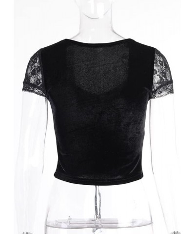 Black Gothic Summer Cropped T-Shirts Fashion Short Sleeve Halter T Shirts for Girls Women 06-goth Dark $12.71 T-Shirts