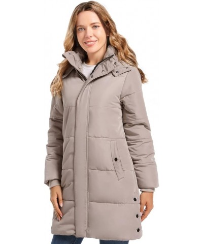Womens Winter Coats Long Thicken Puffer Jacket for Women With Fur Hood Khaki $26.00 Jackets