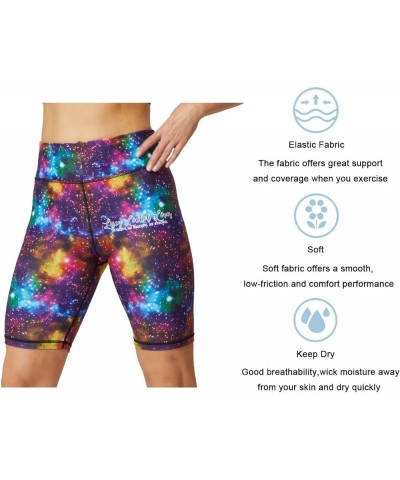 Workout Biker Shorts for Women Athletic Leggings Running Printed Yoga Shorts Rainbow Galaxy Nebula $12.99 Activewear