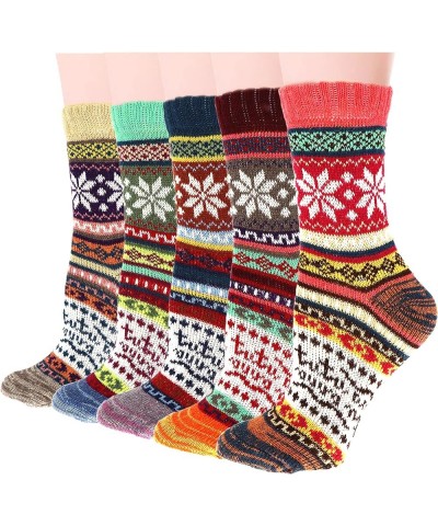 5Pack Womens Vintage Winter Soft Warm Thick Cold Knit Wool Crew Socks, Multicolor, free size Q-25 $11.20 Activewear