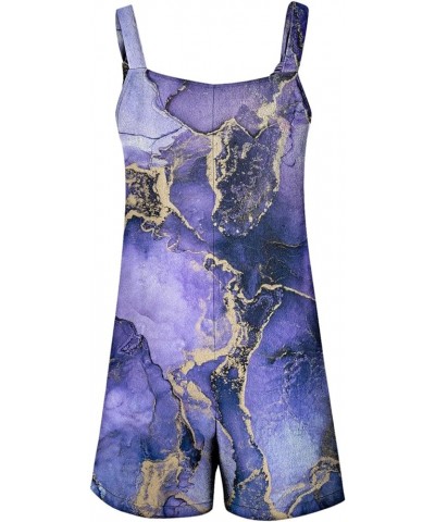 Short Jumpsuits For Women Casual Tie Shoulder Solid Color Scoop Neck Overalls Sleeveless Casual Stretchy Rompers Fpurple $9.3...