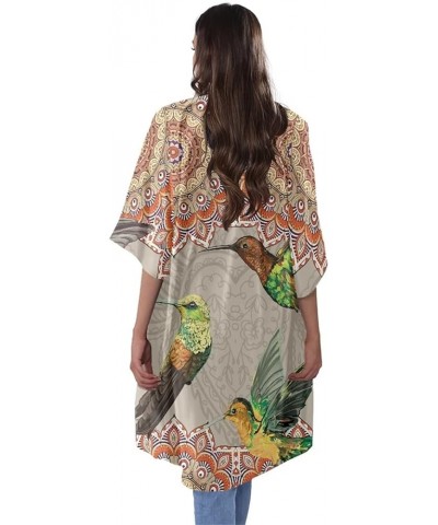 Women's Kimono Cardigan Swimsuit Cover Up Summer Outfits Size S-4XL Boho Hummingbird $12.76 Swimsuits