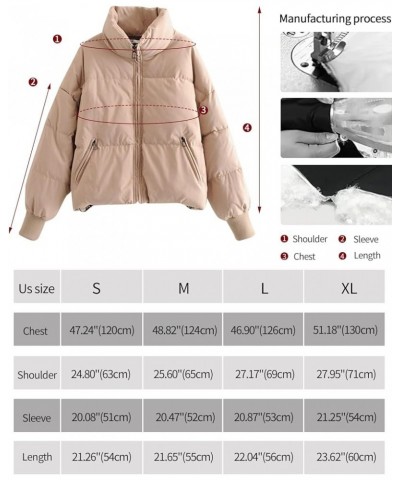 Women's Winter Cropped Puffer Jacket Crop Warm Cotton Jacket Baggy Short Padded Outerwear Coats Khaki $25.91 Jackets