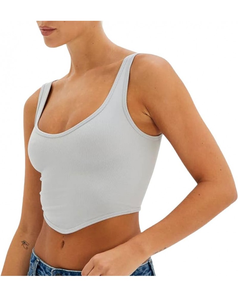 Basic Ribbed Tank Top for Women Square Neck Sleeveless Slim Fit Strappy Cami Top Y2k Stretchy Vest Streetwear I-scoop Neck Li...
