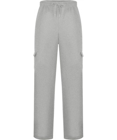 Women's Cargo Sweatpants Baggy Plus Size Drawstring Open Bottom Jogger Pants with Pockets Cute Warm Sweat Pants Grey $10.25 A...