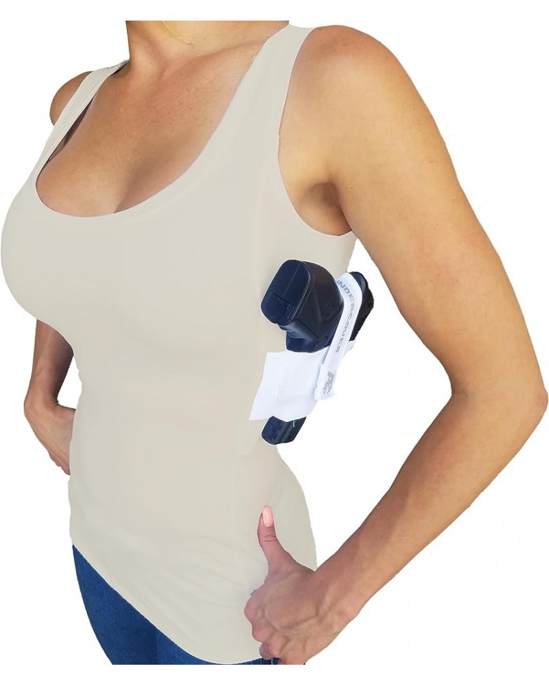 Women's Concealed Carry Tank Top - Secure Undershirt Gun Holster - Tactical & Everyday Use - (S-XL) - X-Large Beige $17.33 Ac...