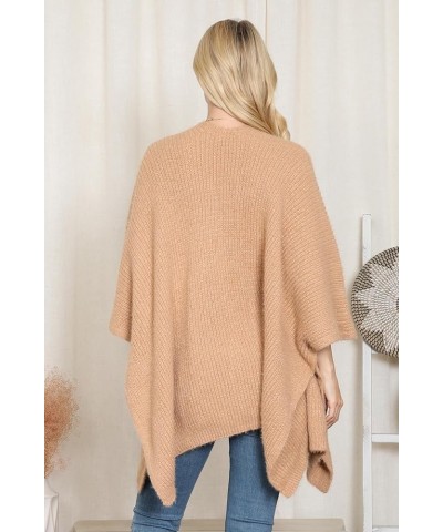 Classic Soft Knit Poncho Shawl Wrap - Turtleneck Sweater Pullover Basic Warm High Cowl Neck Chunky Crochet Knitted Pocket Kim...