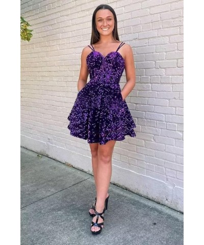Corset Sequin Homecoming Dresses for Teens 2024 Sparkly Short Prom Dresses Formal Cocktail Party Gowns Dark Burgundy $26.95 D...