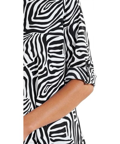 UPF 50+ Womens Santa Barbara Tunic Top - Sun Protective (Large- Bay Aqua) X-Small Black/White Mara Abstract Print $27.95 Tops