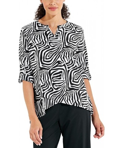 UPF 50+ Womens Santa Barbara Tunic Top - Sun Protective (Large- Bay Aqua) X-Small Black/White Mara Abstract Print $27.95 Tops
