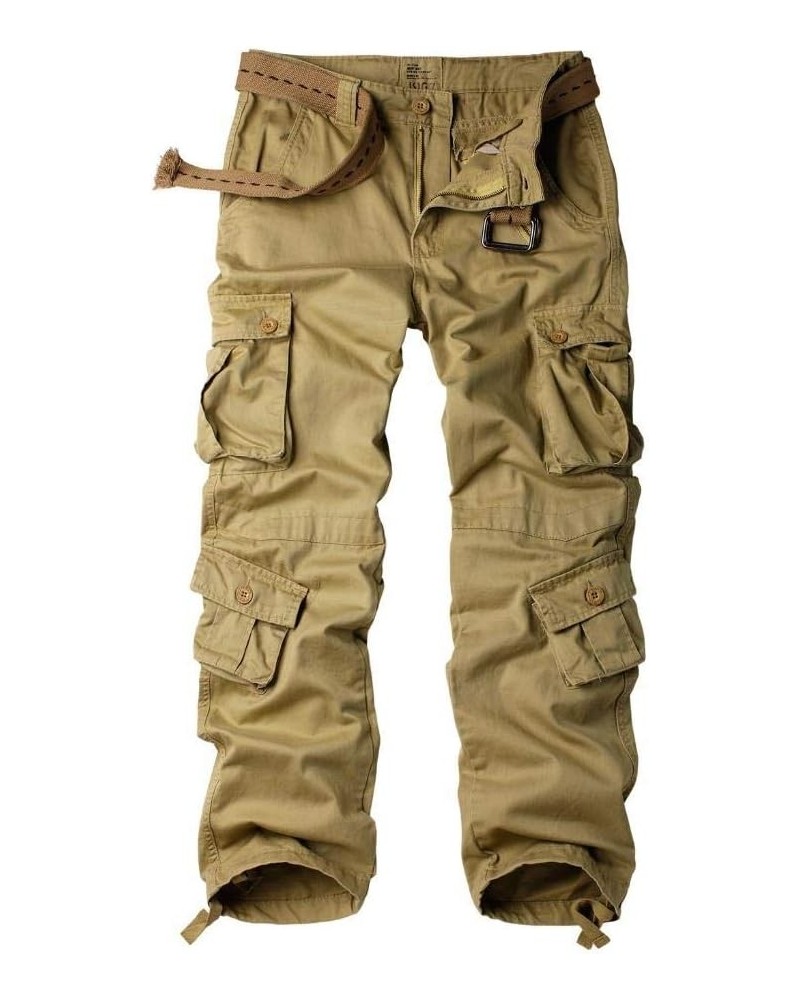 Women's Casual Combat Cargo Pants, Cotton Outdoor Camouflage Military Multi Pockets Work Pants 03 Khaki $27.35 Pants