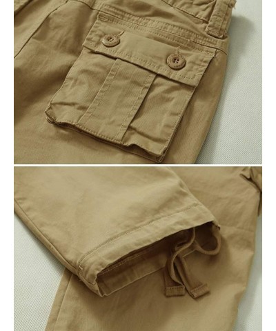 Women's Casual Combat Cargo Pants, Cotton Outdoor Camouflage Military Multi Pockets Work Pants 03 Khaki $27.35 Pants