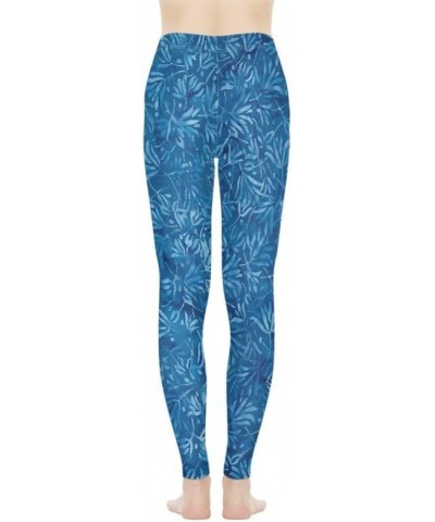 Hawaii Floral Women's Long Leggings, Van Gogh Art High Waist Workout Tight, Cute Girl Stretchy Soft Tights Plus Size Leaf Tex...