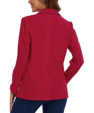Womens Casual Long Sleeve Blazer Button Front Notch Lapel Work Office Business Blazers Jackets with Pockets Red $17.22 Blazers
