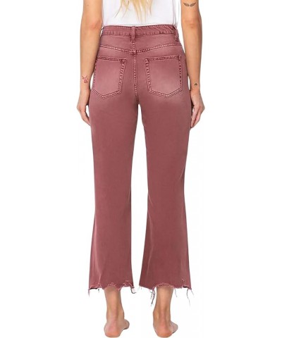 by Flying Monkey Distressed Cropped Flare Jeans Olive High-Waist Russet Brown $44.28 Jeans
