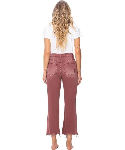 by Flying Monkey Distressed Cropped Flare Jeans Olive High-Waist Russet Brown $44.28 Jeans