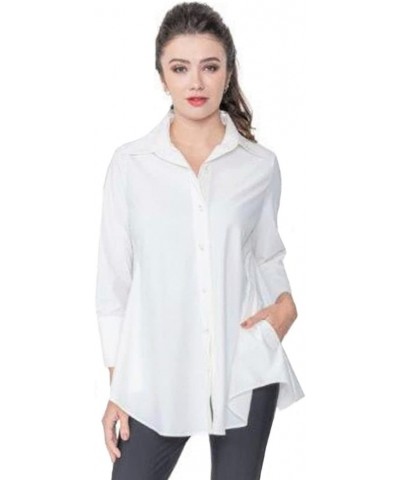 Relaxed High-Low Blouse - 3778B White $71.52 Blouses