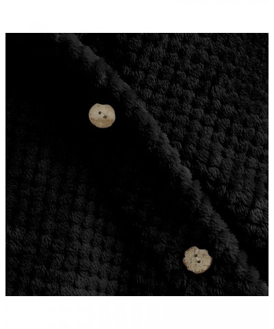 Women Winter Cute Fleece Coat Long Sleeve Button Plush Hooded Jacket Oversized Windproof Outwear Plus Size A-black $7.79 Jackets