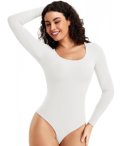 Bodysuit Shirts for Women, Women's Long Sleeve Bodysuit Tops Stretchy Basic Bodysuit S547white $15.02 Lingerie