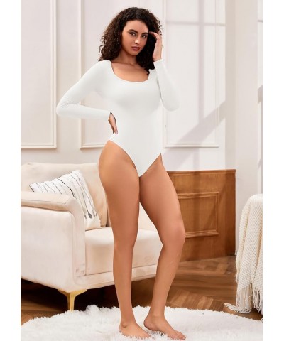 Bodysuit Shirts for Women, Women's Long Sleeve Bodysuit Tops Stretchy Basic Bodysuit S547white $15.02 Lingerie