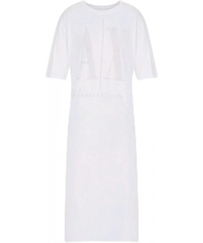 Women's Burnout Icon Logo Midi T-Shirt Dress Optic White $24.92 Dresses