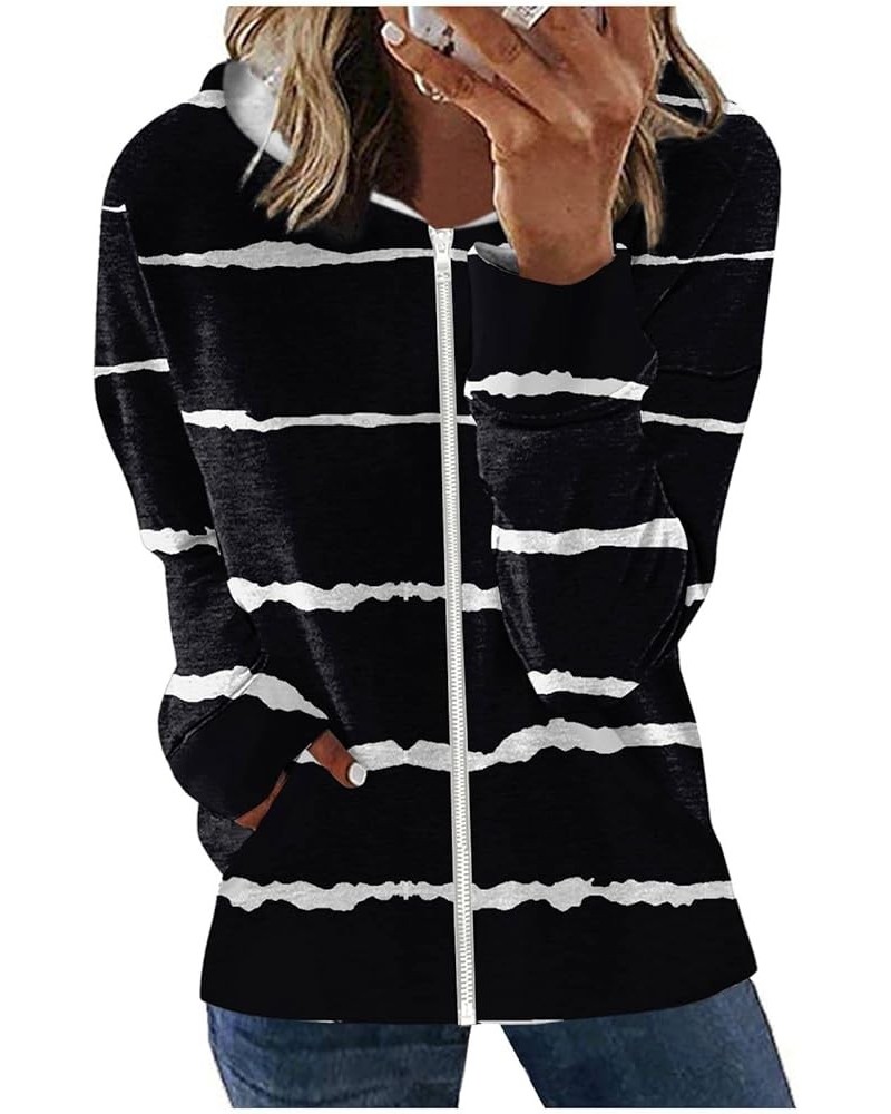 Womens Hoodies Zip Up Long Sleeve Jackets Drawstring Oversized Y2k Clothes Lightweight Sweatshirts with Pockets 3-black $10.7...