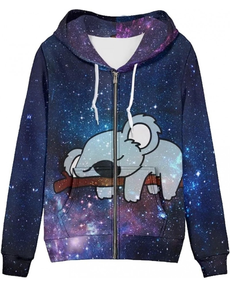 Women's Zip Up Long Sleeve Oversized Drawstring Hoodie Hooded Sweatshirt Pullover Top with Pockets Galaxy Koala $17.37 Hoodie...