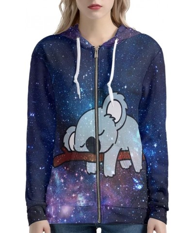 Women's Zip Up Long Sleeve Oversized Drawstring Hoodie Hooded Sweatshirt Pullover Top with Pockets Galaxy Koala $17.37 Hoodie...